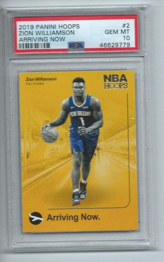 ZION WILLIAMSON 2019-20 PANINI HOOPS ARRIVING NOW RC #2 PSA 10 GEM MINT