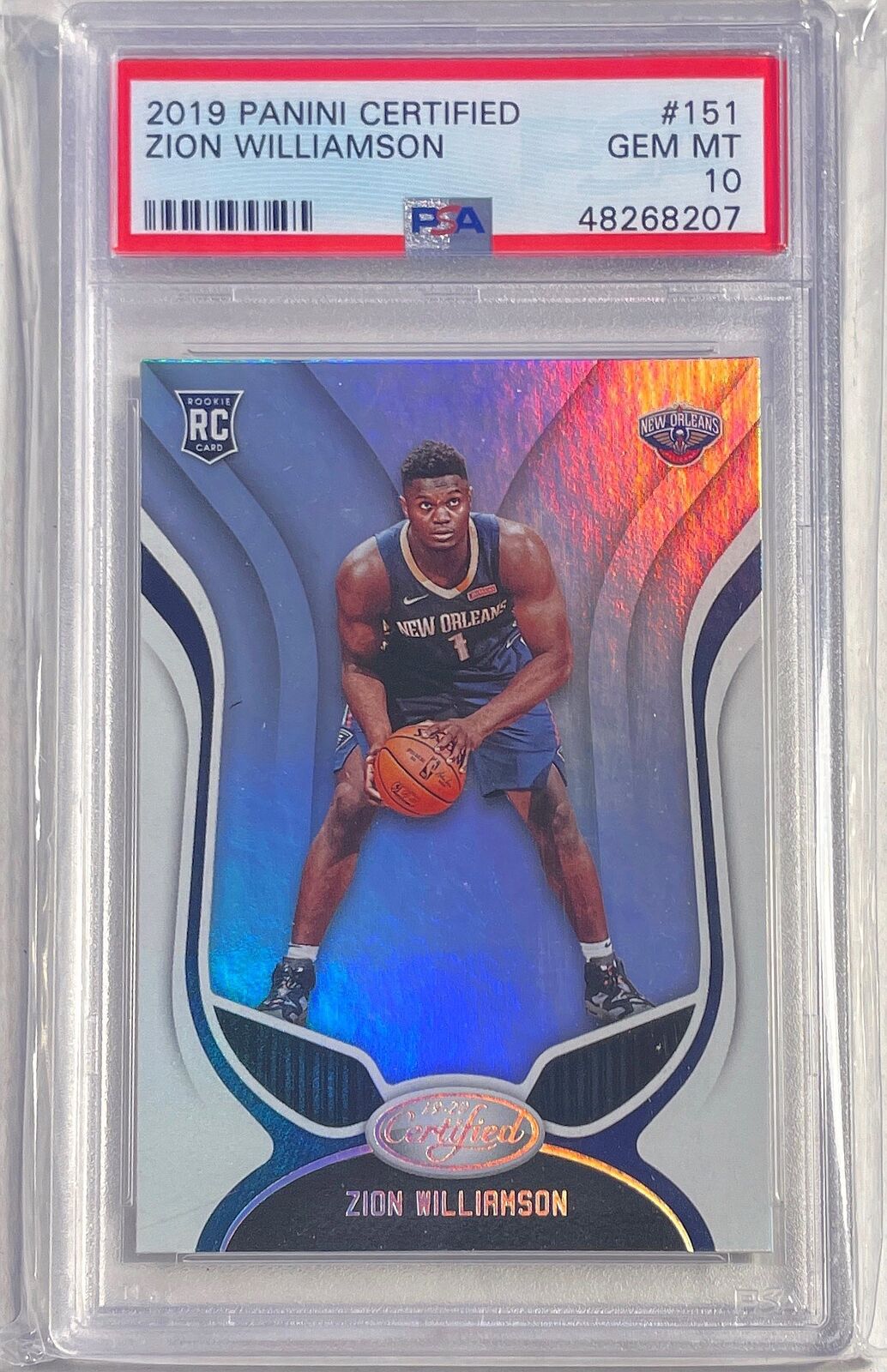 ZION WILLIAMSON 2019-20 PANINI CERTIFIED ROOKIE RC #151 PSA 10 GEM MINT