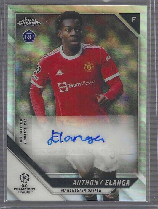 ANTHONY ELANGA 2021-22 TOPPS CHROME UEFA SILVER REFRACTOR ROOKIE AUTO RC #CA-AE