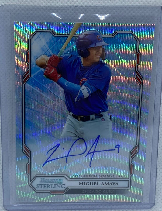 MIGUEL AMAYA 2019 TOPPS BOWMAN STERLING WAVE REFRACTOR ON CARD AUTO #D 10/25