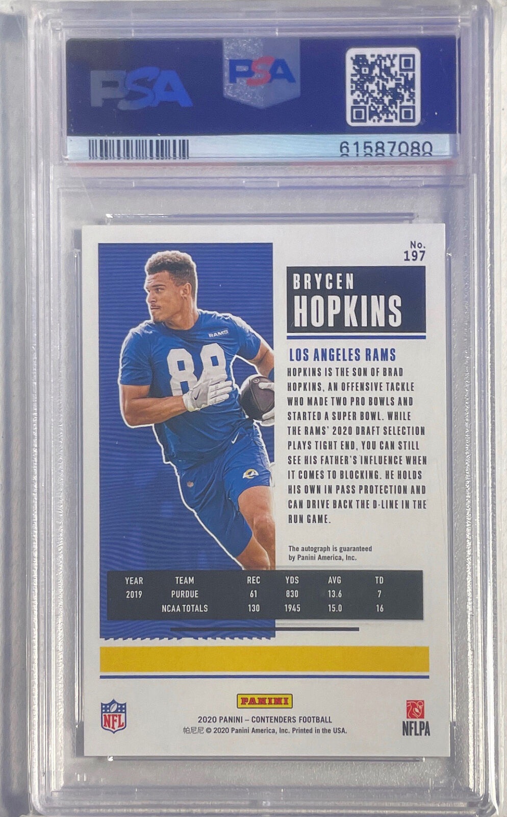 BRYCEN HOPKINS 2020 CONTENDERS CRACKED ICE AUTO RC #D 5/22 PSA 10 GEM MINT POP 1