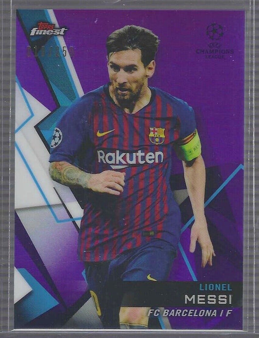 LIONEL MESSI 2018-19 TOPPS FINEST UEFA PURPLE REFRACTOR #D 018/250