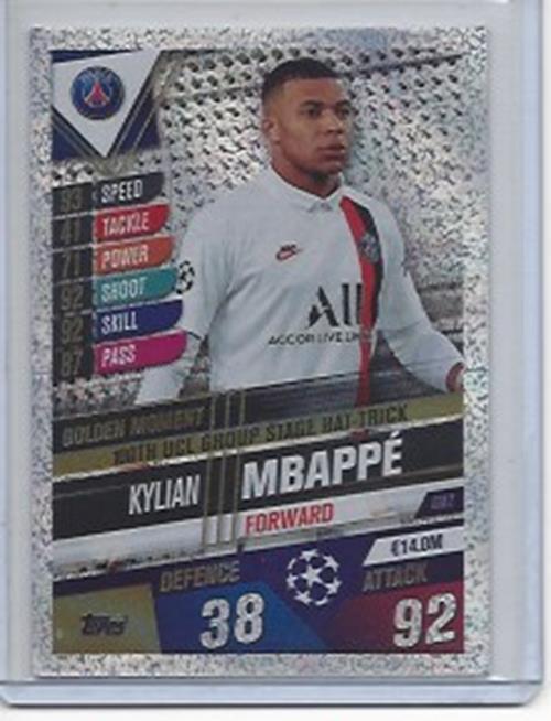 KYLIAN MBAPPE 2021-22 TOPPS MATCH ATTAX SPECKLE GOLDEN MOMENT SILVER #GM2