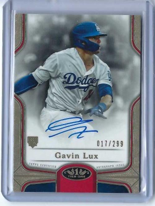 GAVIN LUX 2020 TOPPS TIER ONE ON CARD AUTO RC #D 17/299