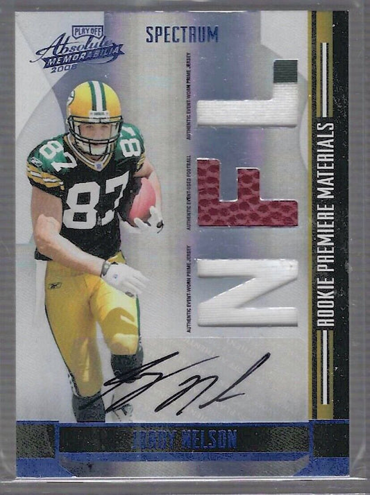 JORDY NELSON 2008 DONRUSS PLAYOFF ABSOLUTE ROOKIE TRIPLE PATCH AUTO RC #D 06/10
