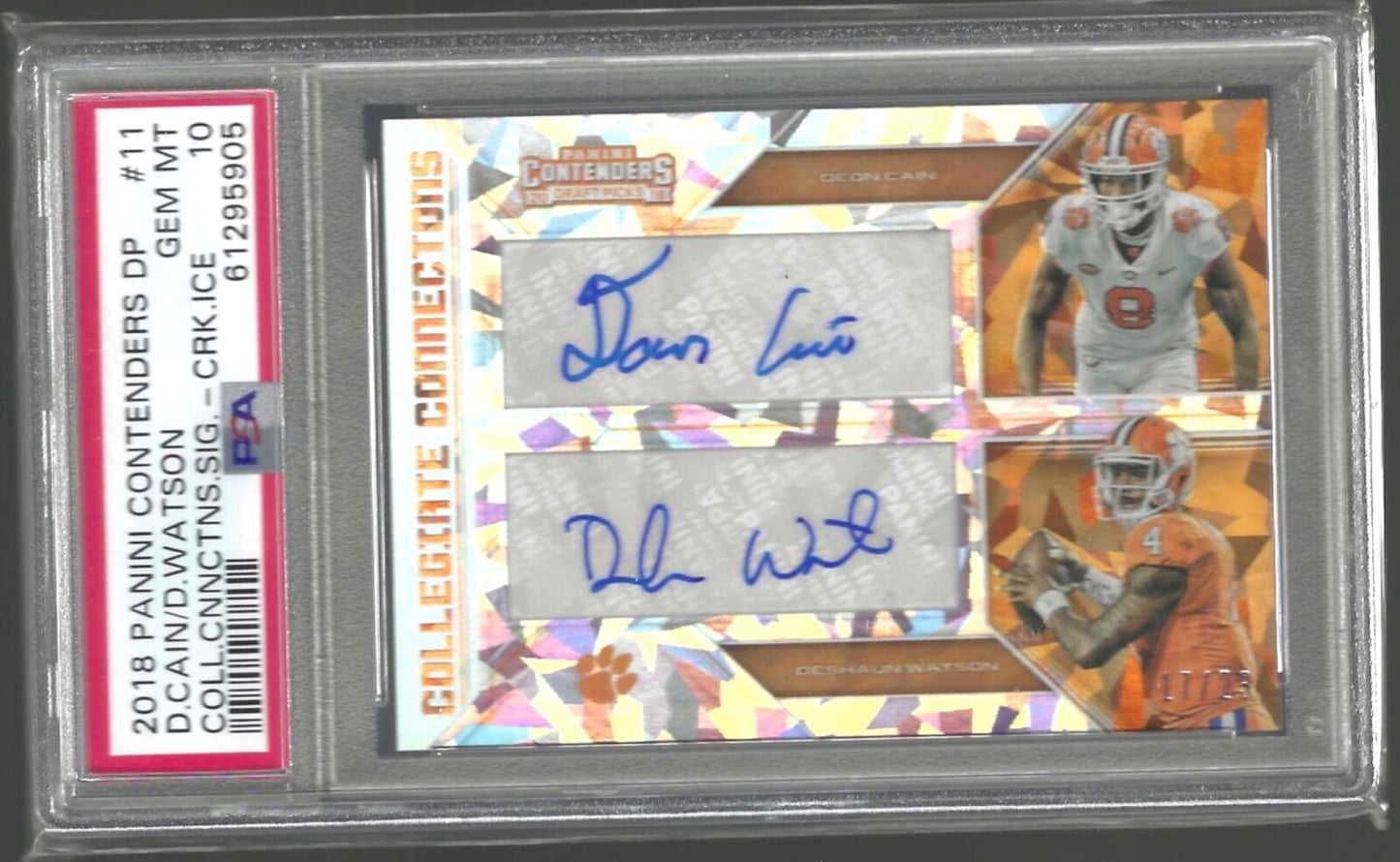 DESHAUN WATSON CAIN 2018 CONTENDERS CRACKED ICE DUAL AUTO RC /23 PSA 10 POP 2