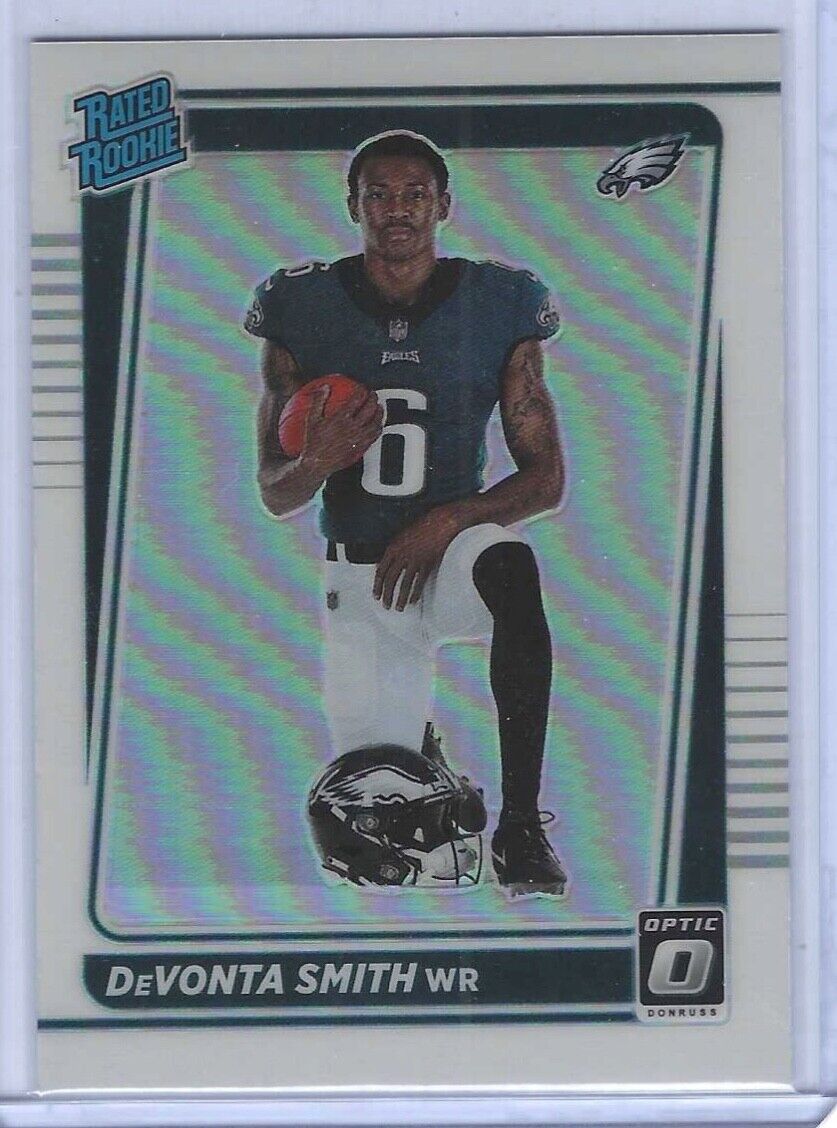 DEVONTA SMITH 2021 PANINI DONRUSS OPTIC SILVER HOLO SP VARIATION ROOKIE RC #205