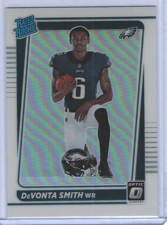 DEVONTA SMITH 2021 PANINI DONRUSS OPTIC SILVER HOLO SP VARIATION ROOKIE RC #205