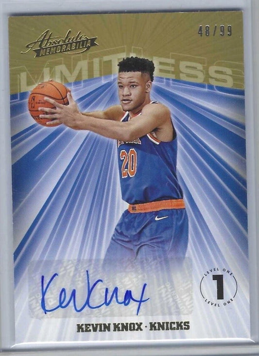 KEVIN KNOX 2018-19 PANINI ABSOLUTE LIMITLESS LEVEL ONE ROOKIE AUTO RC #D 48/99