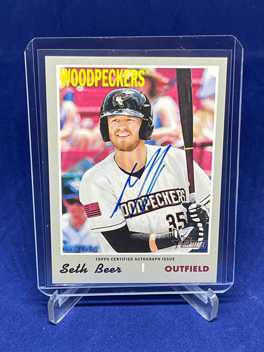 SETH BEER 2019 TOPPS HERITAGE MINORS REAL ONE ON CARD AUTO PROSPECT