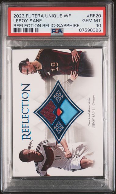 LEROY SANE 2023 FUTERA UNIQUE WF REFRECTION JERSEY SAPPHIRE 6/10 PSA 10 POP 1/1