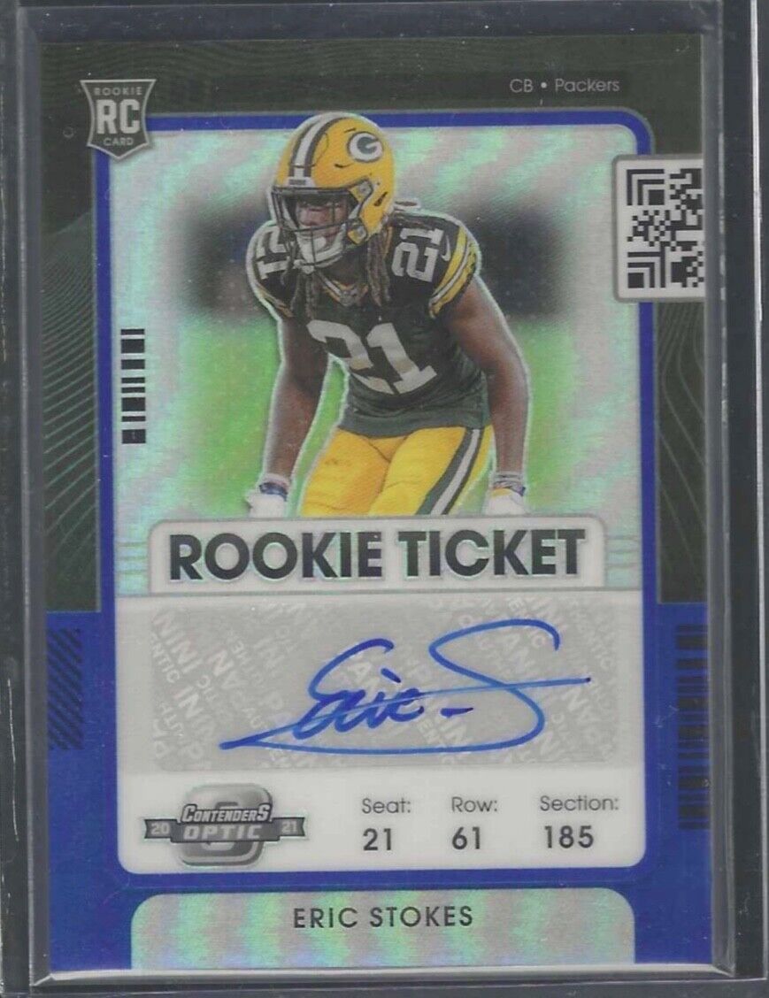 ERIC STOKES 2021 PANINI OPTIC CONTENDERS BLUE ROOKIE TICKET AUTO RC #D 86/99