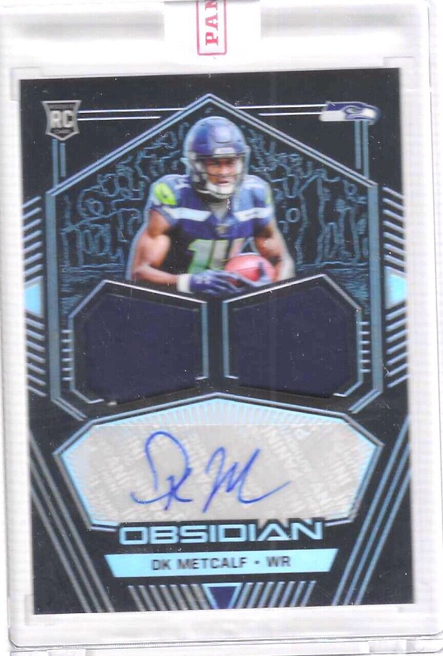 DK METCALF 2019 PANINI OBSIDIAN ROOKIE DUAL PATCH AUTO RC #D 111/150