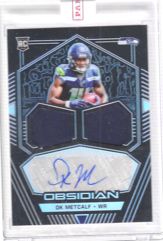 DK METCALF 2019 PANINI OBSIDIAN ROOKIE DUAL PATCH AUTO RC #D 111/150