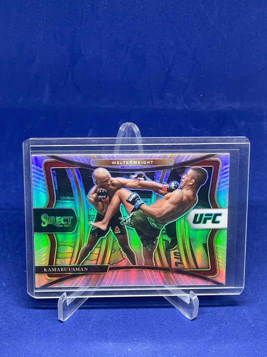 KAMARU USMAN 2021 PANINI SELECT UFC PREMIER LEVEL SILVER PRIZM #163