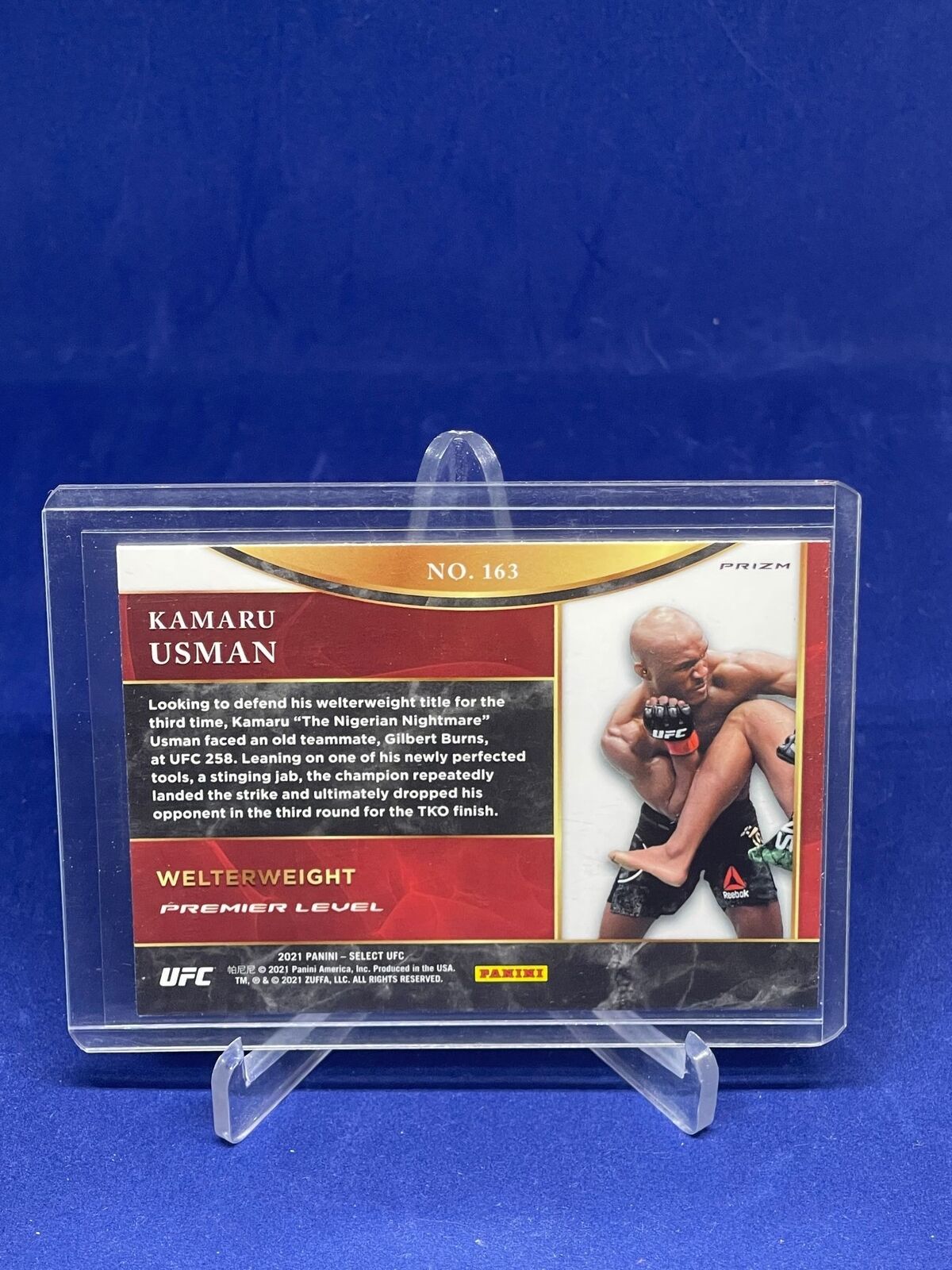 KAMARU USMAN 2021 PANINI SELECT UFC PREMIER LEVEL SILVER PRIZM #163