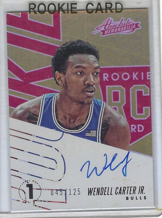 WENDELL CARTER JR 2018-19 PANINI ABSOLUTE LEVEL ONE ROOKIE AUTO RC #D /125