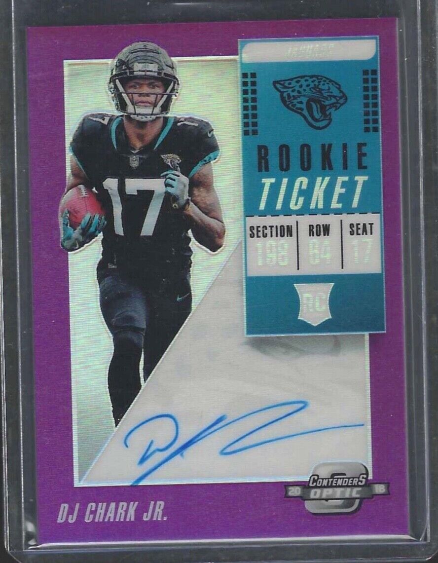 DJ CHARK 2018 PANINI OPTIC CONTENDERS PURPLE PRIZM ROOKIE TICKET AUTO RC #D /99