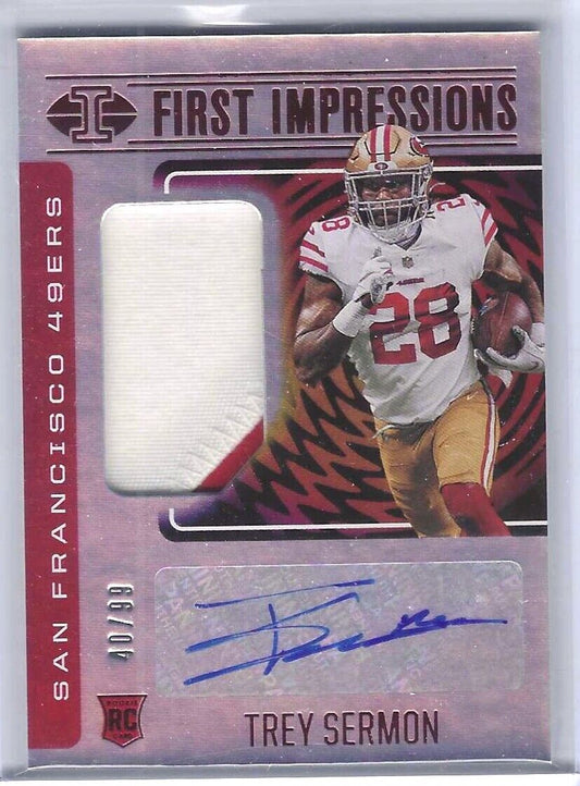 TREY SERMON 2021 PANINI ILLUSIONS FIRST IMPRESSIONS ROOKIE PATCH AUTO RC #D /99