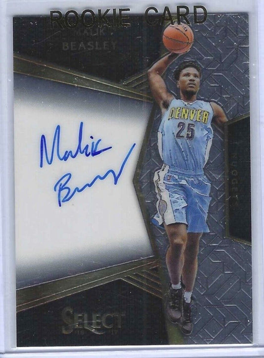MALIK BEASLEY 2016-17 PANINI SELECT ROOKIE ON CARD AUTO RC #D 220/299