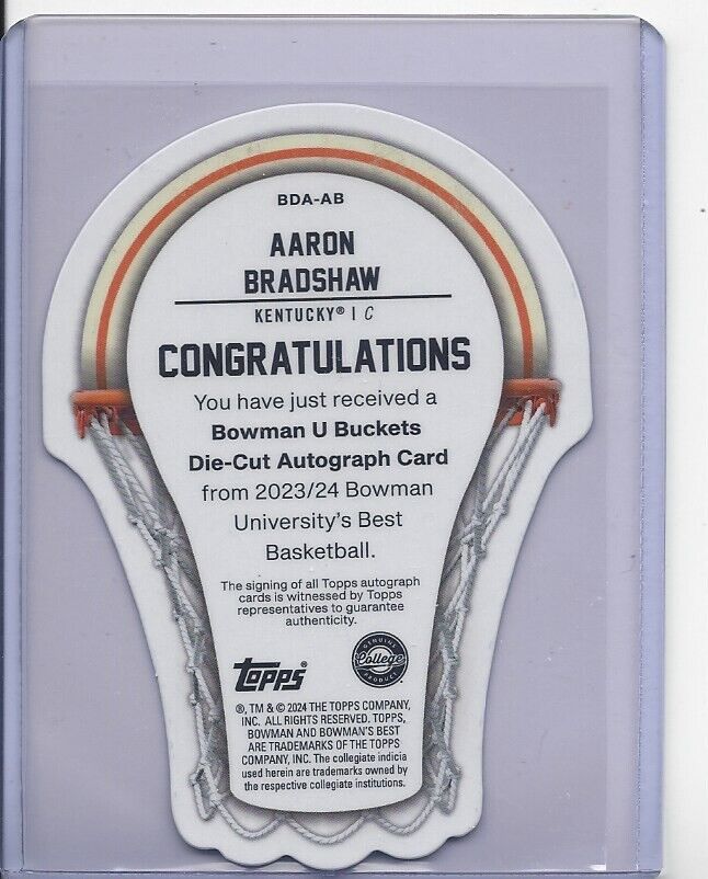 AARON BRADSHAW 2023 BOWMAN BEST BUCKETS GOLD GEOMETRIC REFRACTOR ONCARD AUTO /50