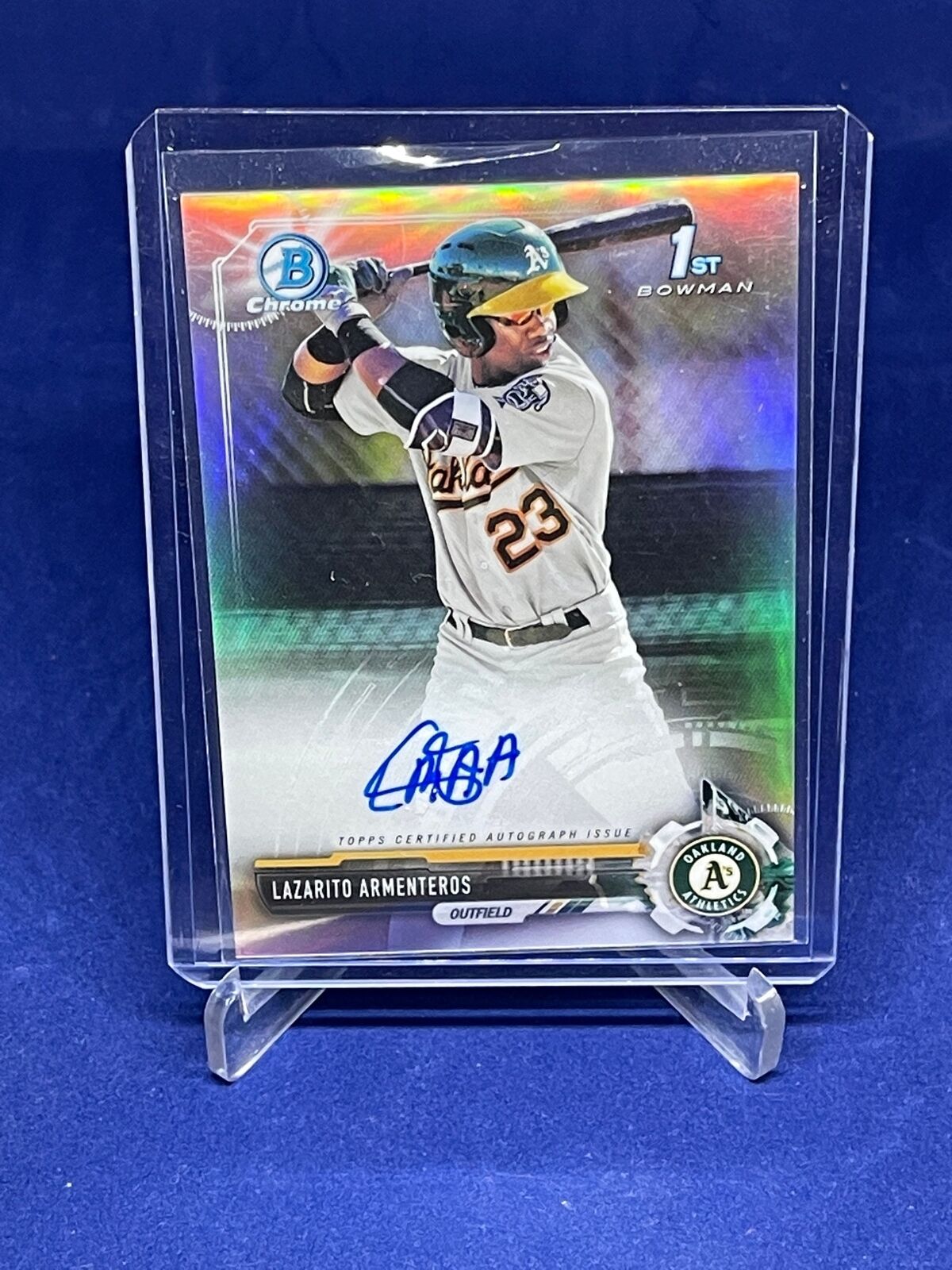 LAZARITO ARMENTEROS 2017 BOWMAN CHROME 1ST AUTO REFRACTOR PROSPECT #D 127/499