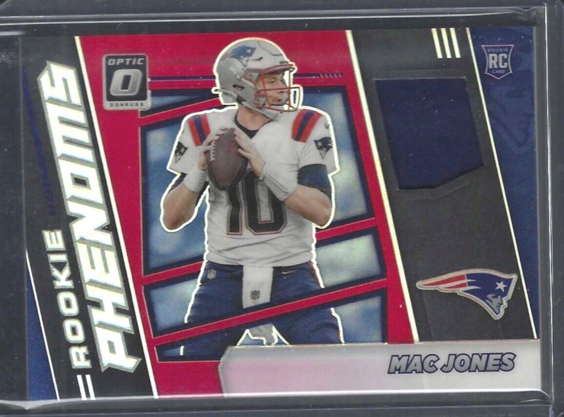 MAC JONES 2021 PANINI DONRUSS OPTIC RED PRIZM ROOKIE PHENOMS PATCH RC #RPH-6