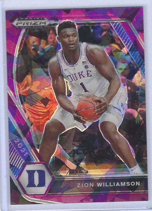 ZION WILLIAMSON 2021 PANINI PRIZM DP PURPLE CRACKED ICE PRIZM #D 129/149