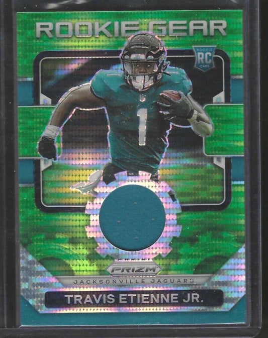 TRAVIS ETIENNE JR 2021 PANINI PRIZM GREEN PULSAR PRIZM ROOKIE PATCH RC #RG-14