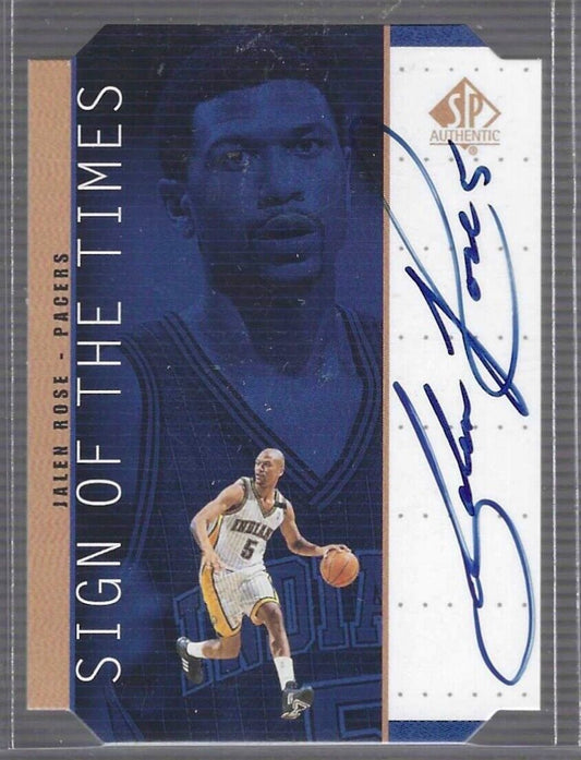 JALEN ROSE 1998-99 UD SP AUTHENTIC SIGN OF THE TIMES DIE CUT ON CARD AUTO #JR