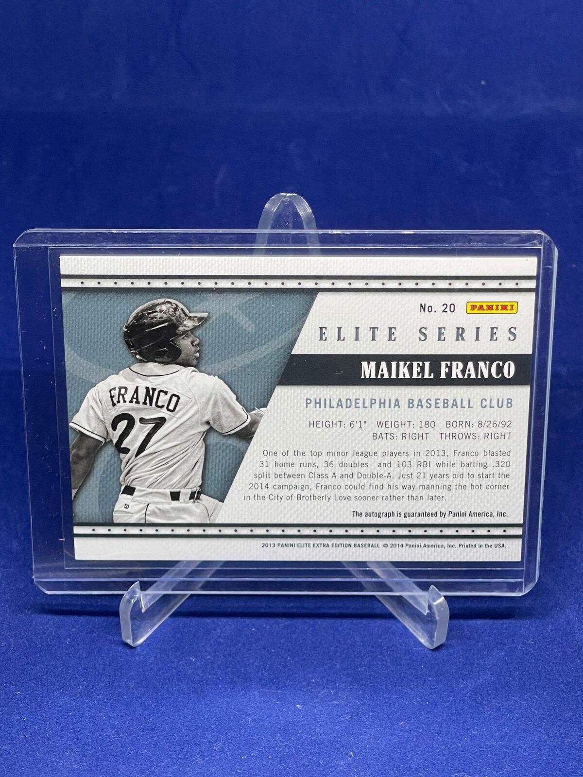 MAIKEL FRANCO 2013 PANINI ELITE SERIES EXTRA EDITION ON CARD AUTO #D 36/99