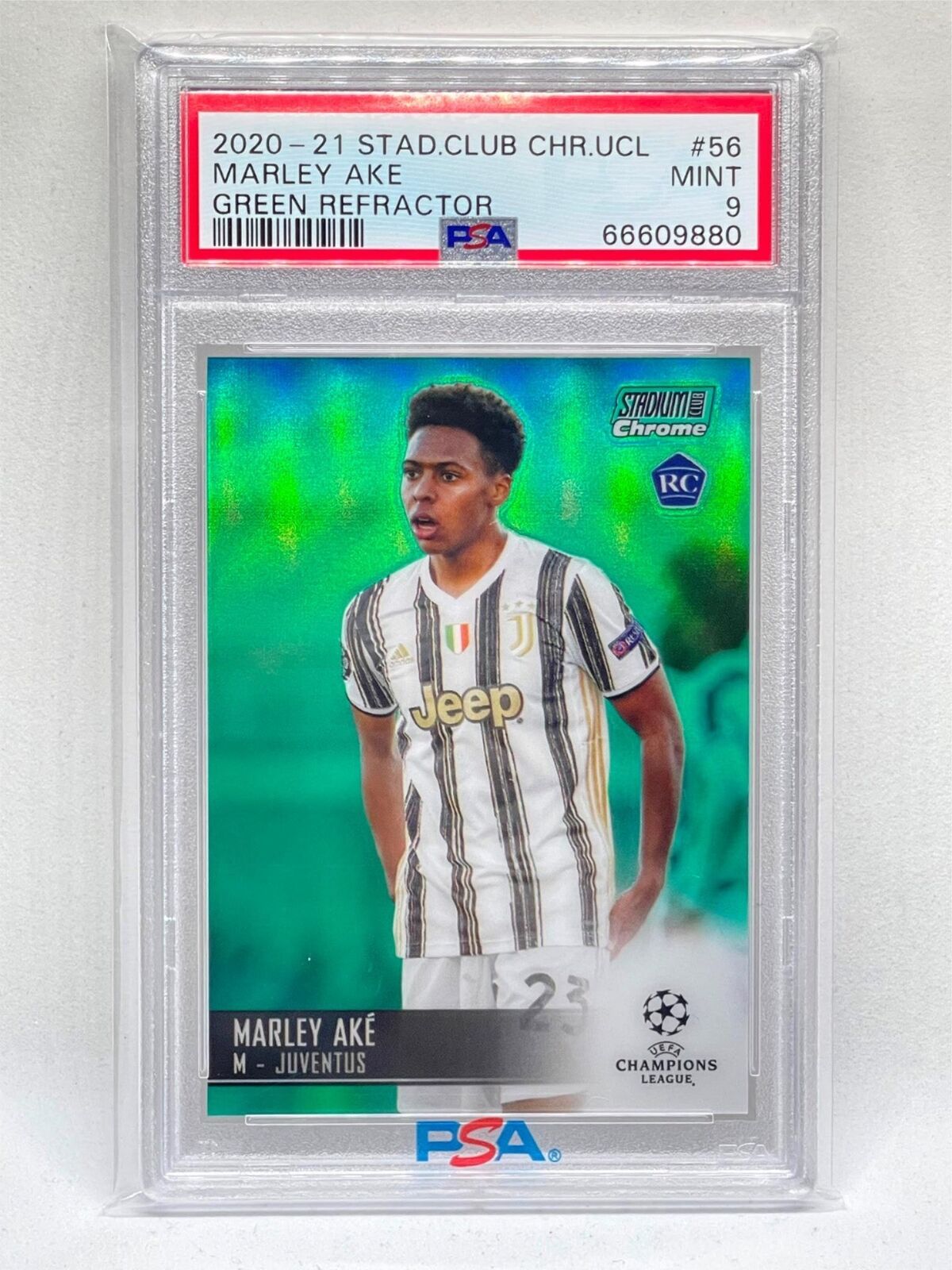 MARLEY AKE 2020-21 STADIUM CLUB CHROME GREEN REFRACTOR RC #D 46/99 PSA 9 POP 1/1
