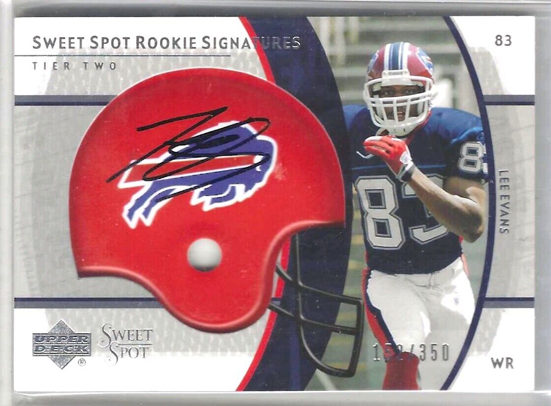 LEE EVANS 2004 UPPER DECK SWEET SPOT HELMET ROOKIE SIGNATURES AUTO RC #D 154/350