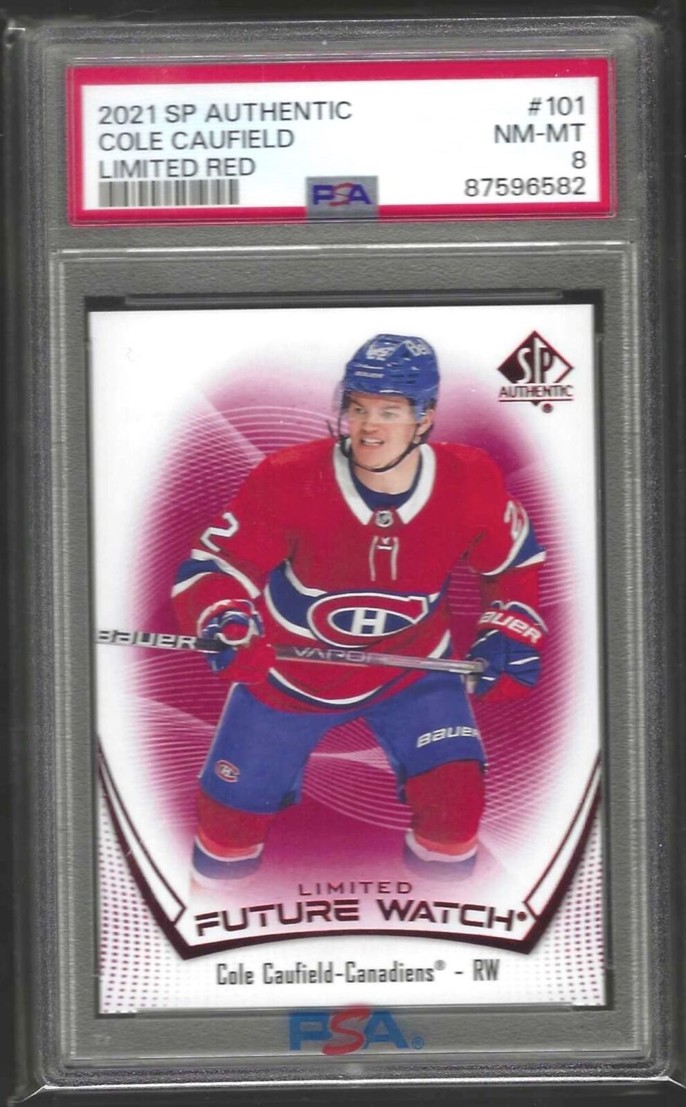 COLE CAUFIELD 2021 SP AUTHENTIC FUTURE WATCH LIMITED RED RC #101 PSA 8 POP 9