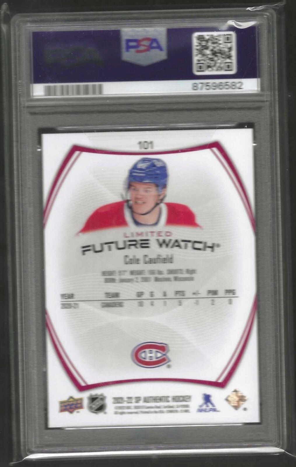 COLE CAUFIELD 2021 SP AUTHENTIC FUTURE WATCH LIMITED RED RC #101 PSA 8 POP 9
