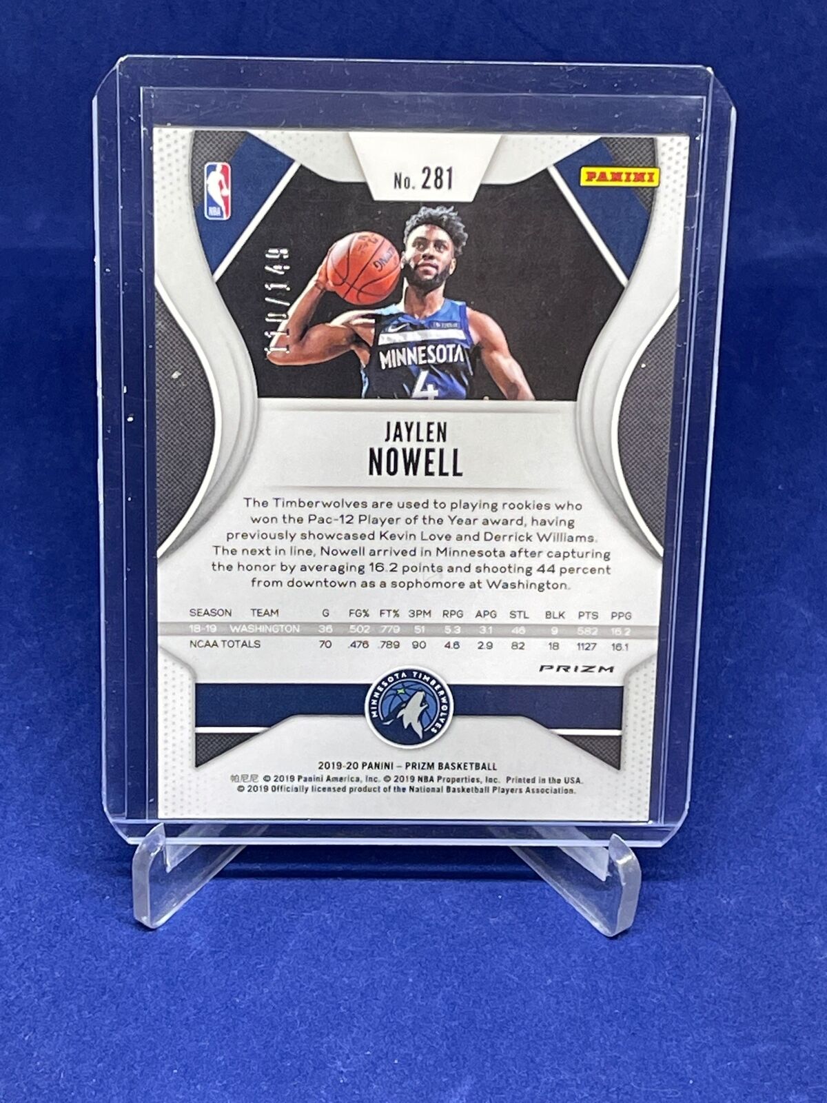 JAYLEN NOWELL 2019-20 PANINI PRIZM PURPLE CRACKED ICE PRIZMS RC #D 110/149