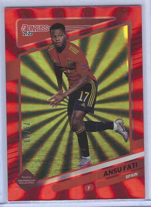 ANSU FATI 2021-22 PANINI DONRUSS ROAD TO QATAR RED LASER #D 79/99