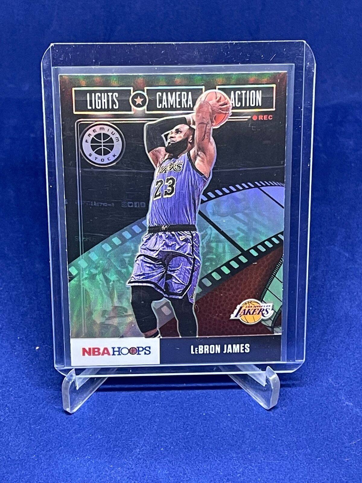 LEBRON JAMES 2019-20 NBA HOOPS PREMIUM LIGHTS CAMERA ACTION SILVER PRIZM #20