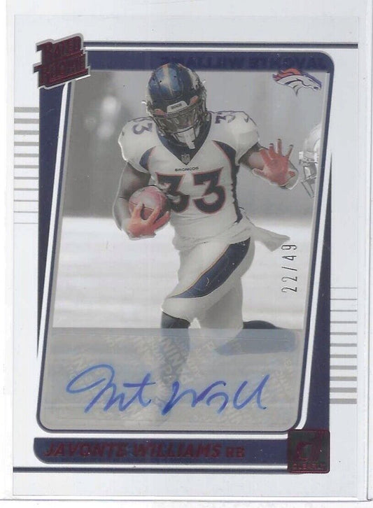 JAVONTE WILLIAMS 2021 PANINI CLEARLY DONRUSS RED FOIL ROOKIE AUTO RC #D 22/49