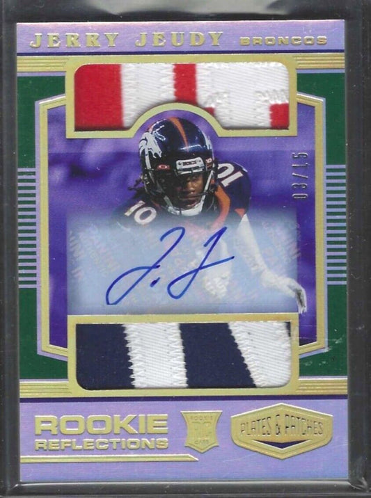 JERRY JUEDY 2020 PANINI PLATES & PATCHES SILVER ROOKIE DUAL PATCH AUTO RC #D /15
