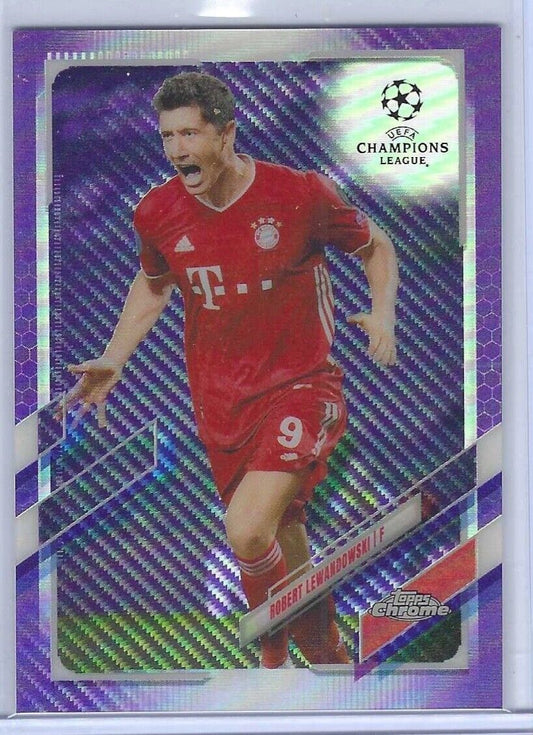 ROBERT LEWANDOWSKI 2020-21 TOPPS CHROME UEFA PURPLE CARBON SP REFRACTOR #50