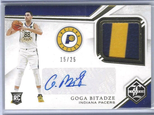 GOGA BITADZE 2019-20 PANINI CHRONICLES LIMITED ROOKIE PATCH AUTO RC #D 15/25
