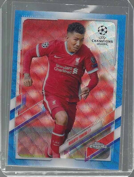 ROBERTO FIRMINO 2020-21 TOPPS CHROME CHAMPIONS LEAGUE BLUE WAVE REFRACTOR #D /75