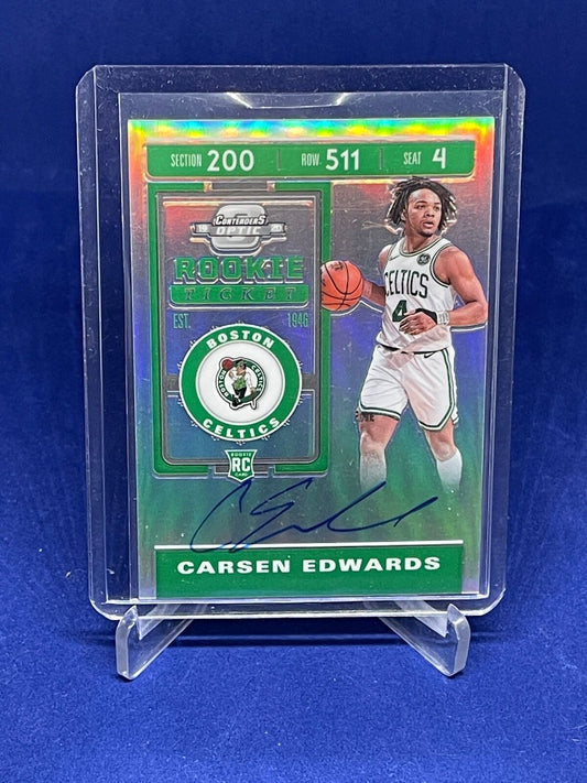 CARSEN EDWARDS 2019-20 PANINI CONTENDERS OPTIC TICKET SILVER PRIZM AUTO #130
