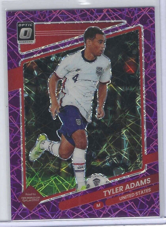 TYLER ADAMS 2021-22 PANINI DONRUSS QATAR OPTIC PURPLE VELOCITY HOLO #D 19/99
