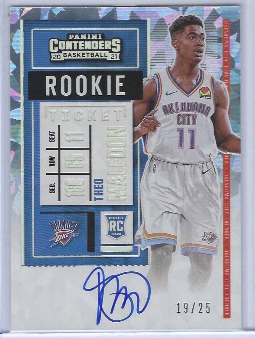 THEO MALEDON 2020-21 PANINI CONTENDERS CRACKED ICE ROOKIE AUTO RC #D 19/25
