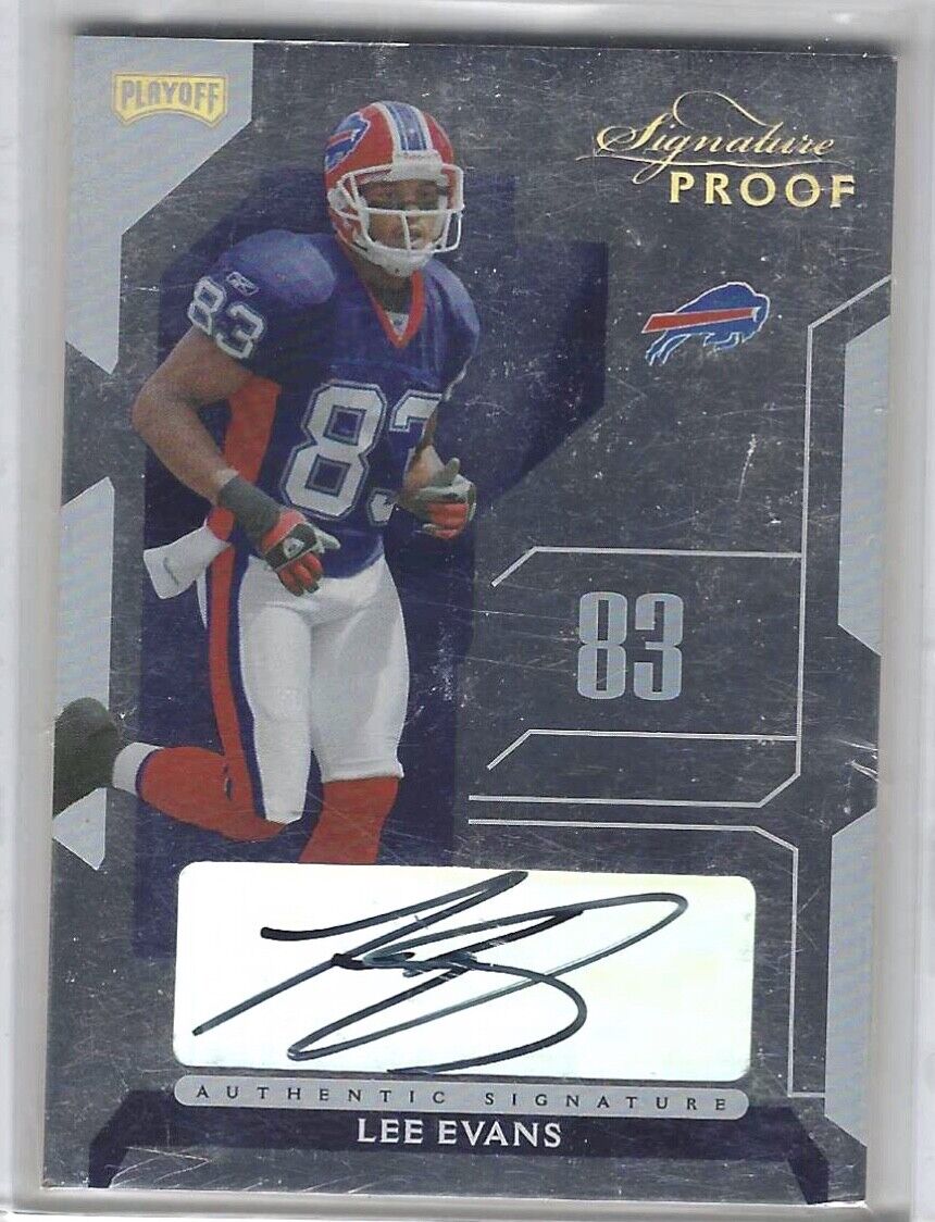 LEE EVANS 2006 DONRUSS PLAYOFF SIGNATURES SILVER PROOF AUTO #D 34/50