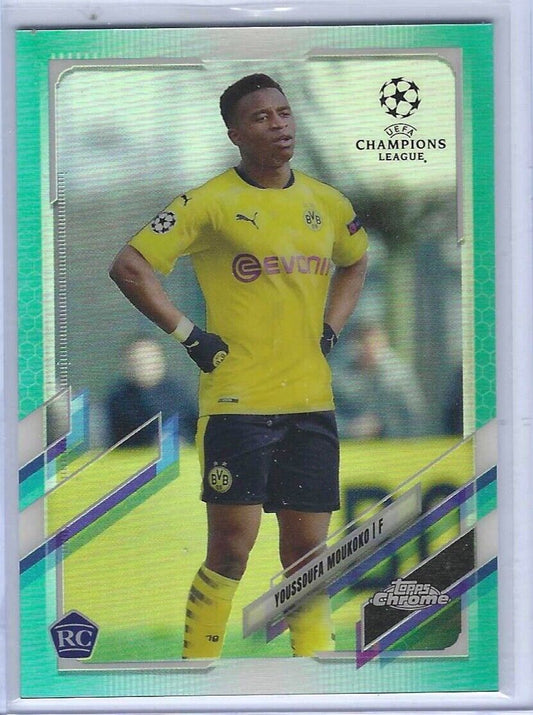YOUSSOUFA MOUKOKO 2020-21 TOPPS CHROME AQUA REFRACTOR ROOKIE RC #D 124/199