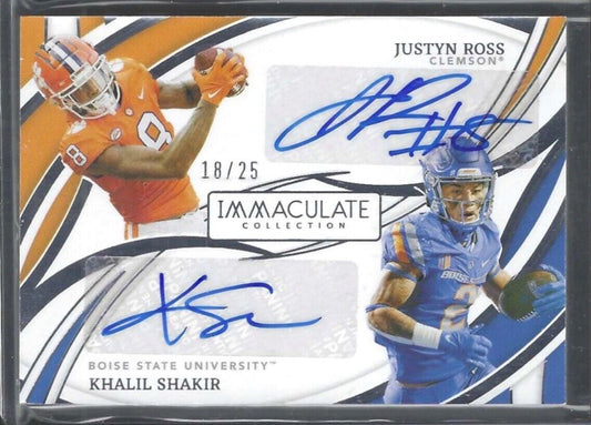 KHALIL SHAKIR JUSTYN ROSS 2022 PANINI IMMACULATE ROOKIE DUAL AUTO RC #D 18/25