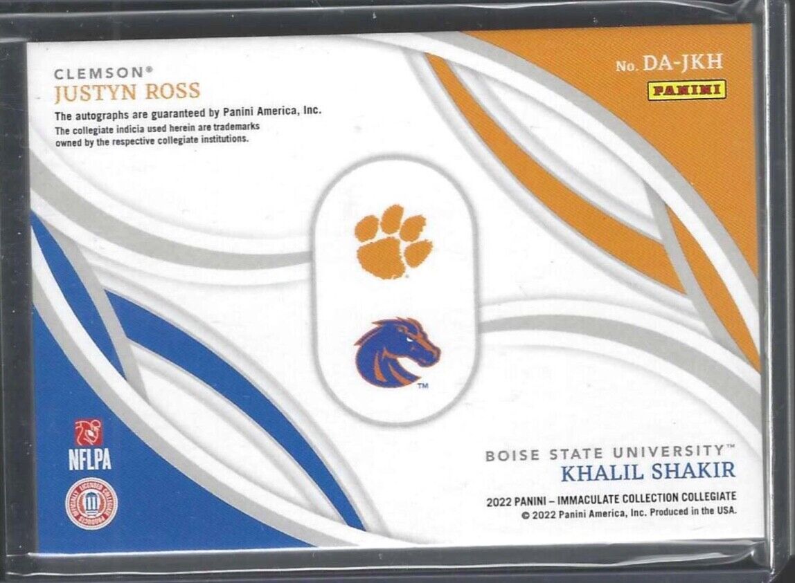 KHALIL SHAKIR JUSTYN ROSS 2022 PANINI IMMACULATE ROOKIE DUAL AUTO RC #D 18/25